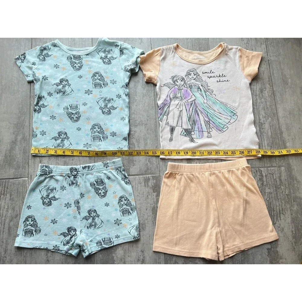 Disney Frozen Girls Pajamas 4 Piece Elsa Anna Cotton Pjs Pajamas Sleep Set 8